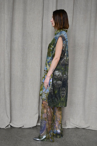Sleeveless Printed Shirt Dress