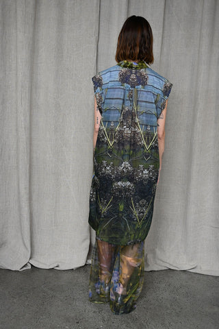 Sleeveless Printed Shirt Dress