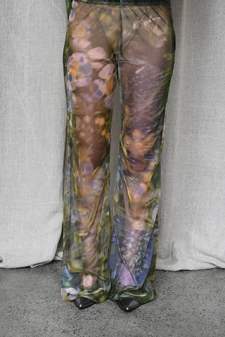 Printed Sheer Flared Leggings