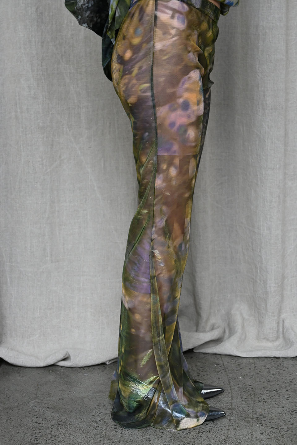 Printed Sheer Flared Leggings