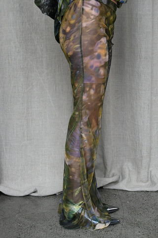 Printed Sheer Flared Leggings