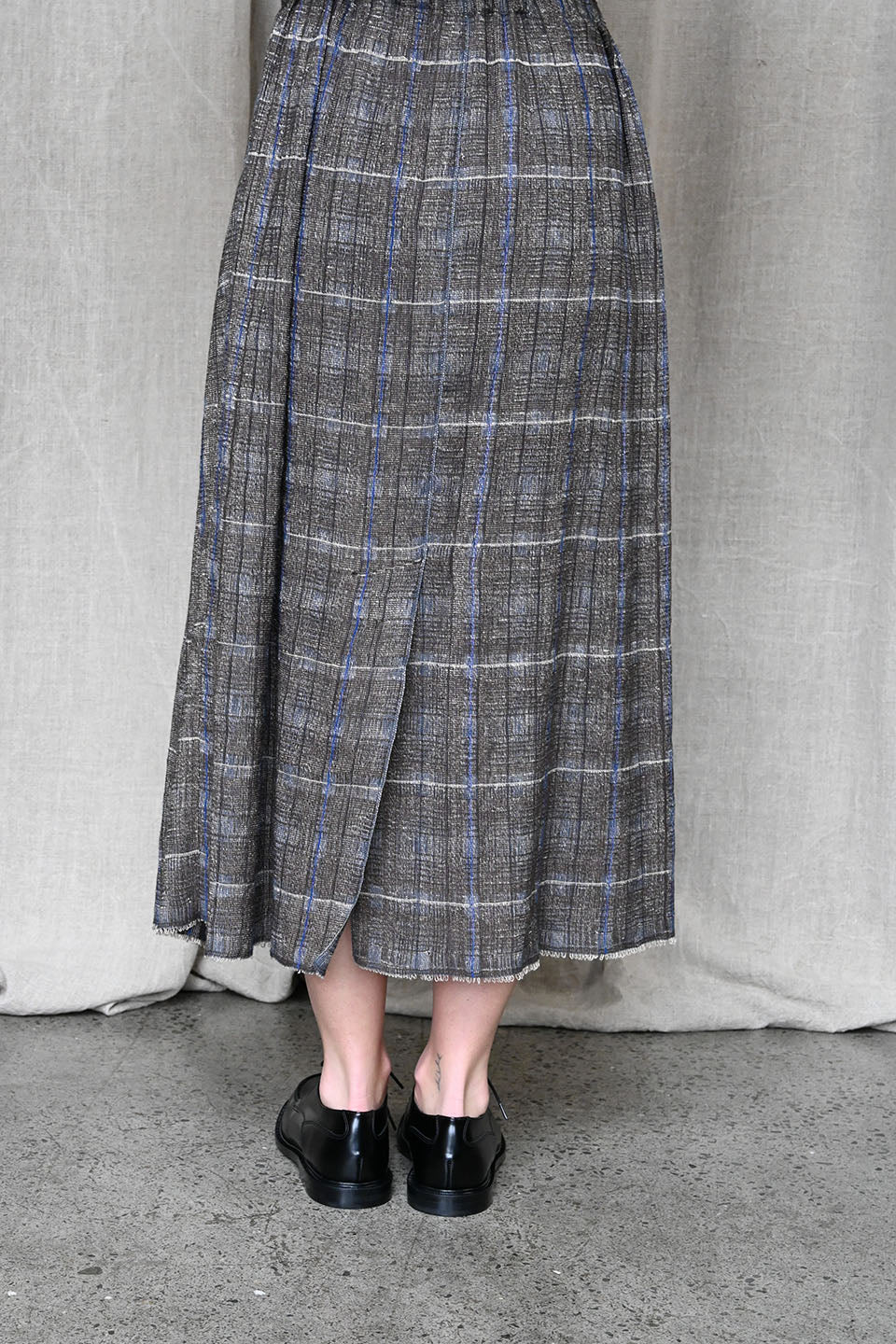 In Squares Pleated Skirt Brown/Avio