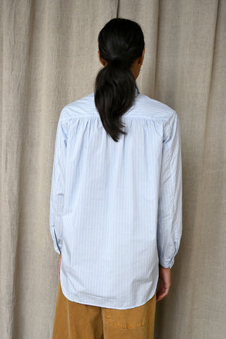 Washed Cotton Stripe 2way Asymmetrical Shirt