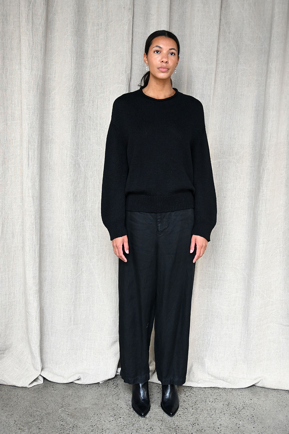 Linen Twill Pants Black