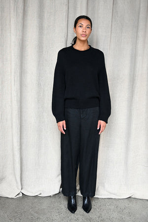Linen Twill Pants Black