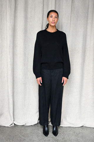 Linen Twill Pants Black