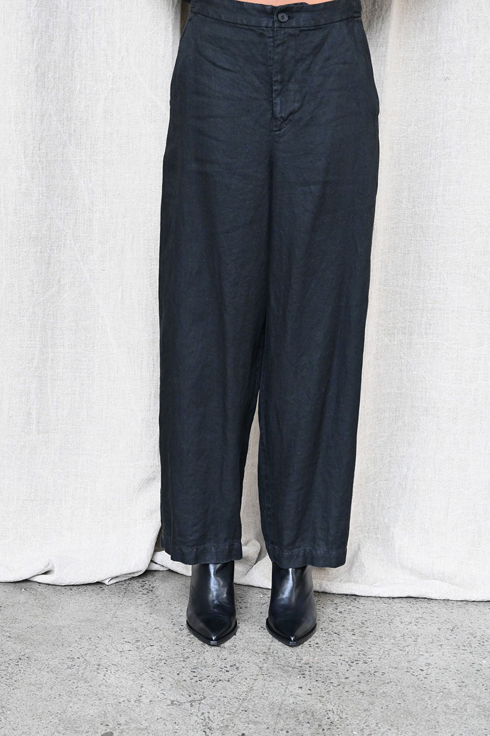 Linen Twill Pants Black