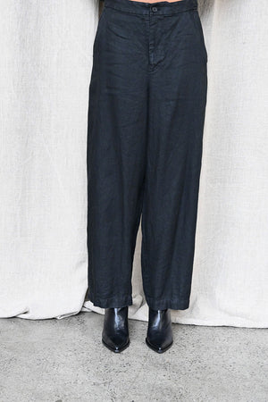 Linen Twill Pants Black