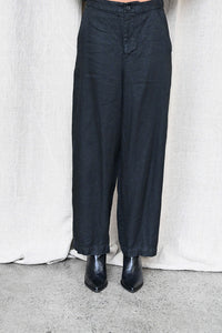 Linen Twill Pants Black