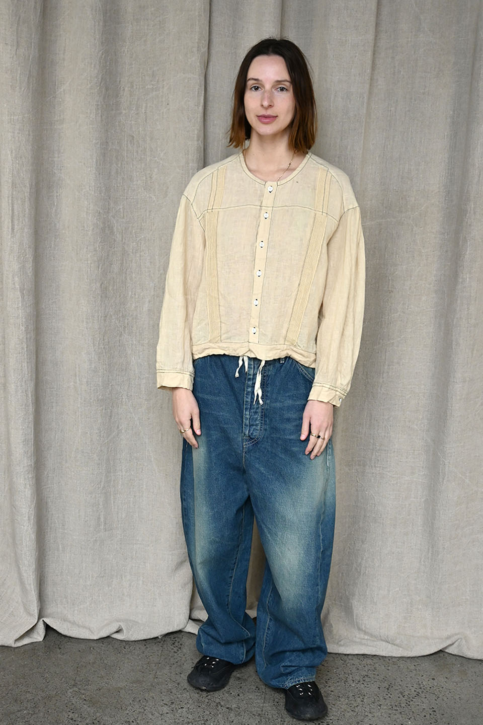 Washed Linen x Lace Stitch Blouse