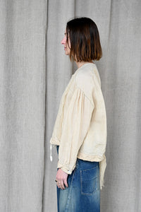 Washed Linen x Lace Stitch Blouse