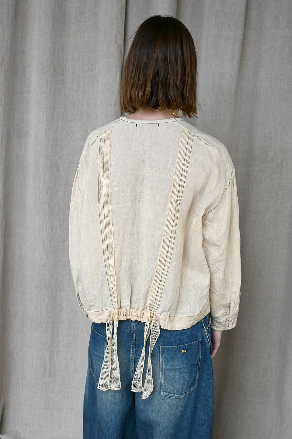 Washed Linen x Lace Stitch Blouse