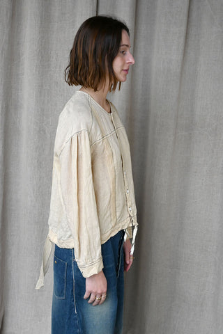 Washed Linen x Lace Stitch Blouse