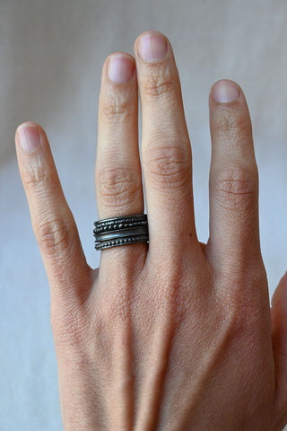 CP Ring Set Oxidized Silver