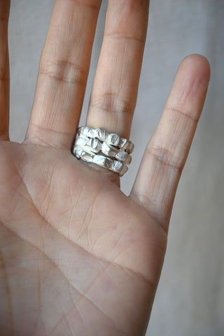 Triple Cromlech Ring Acid Silver