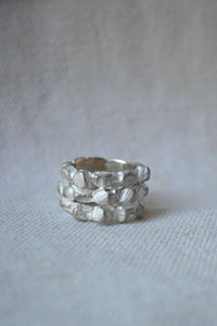 Triple Cromlech Ring Acid Silver