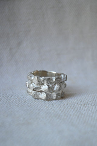 Triple Cromlech Ring Acid Silver