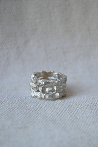 Triple Cromlech Ring Acid Silver