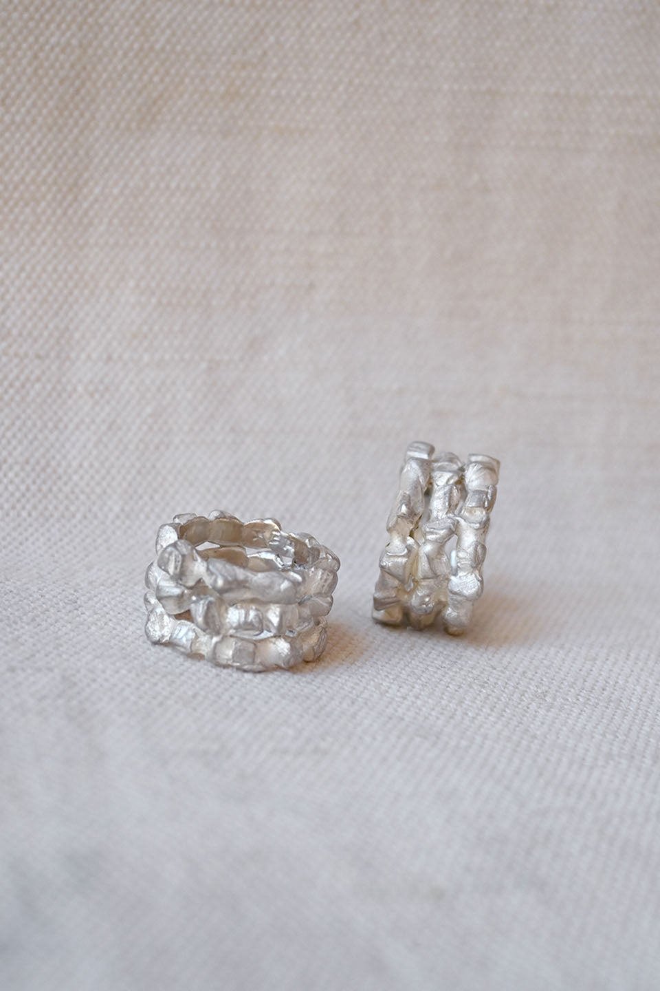 Triple Cromlech Ring Acid Silver
