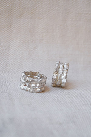 Triple Cromlech Ring Acid Silver
