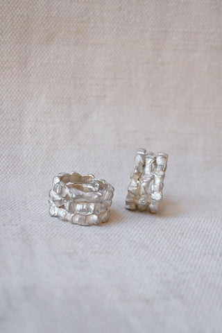Triple Cromlech Ring Acid Silver