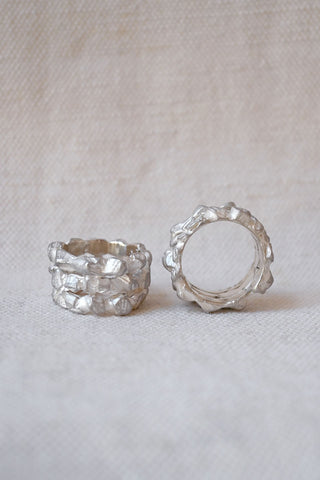 Triple Cromlech Ring Acid Silver