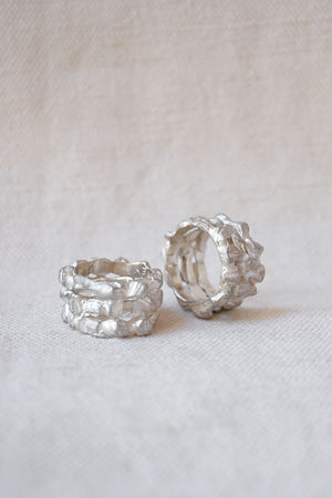 Triple Cromlech Ring Acid Silver