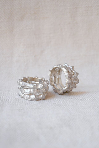 Triple Cromlech Ring Acid Silver