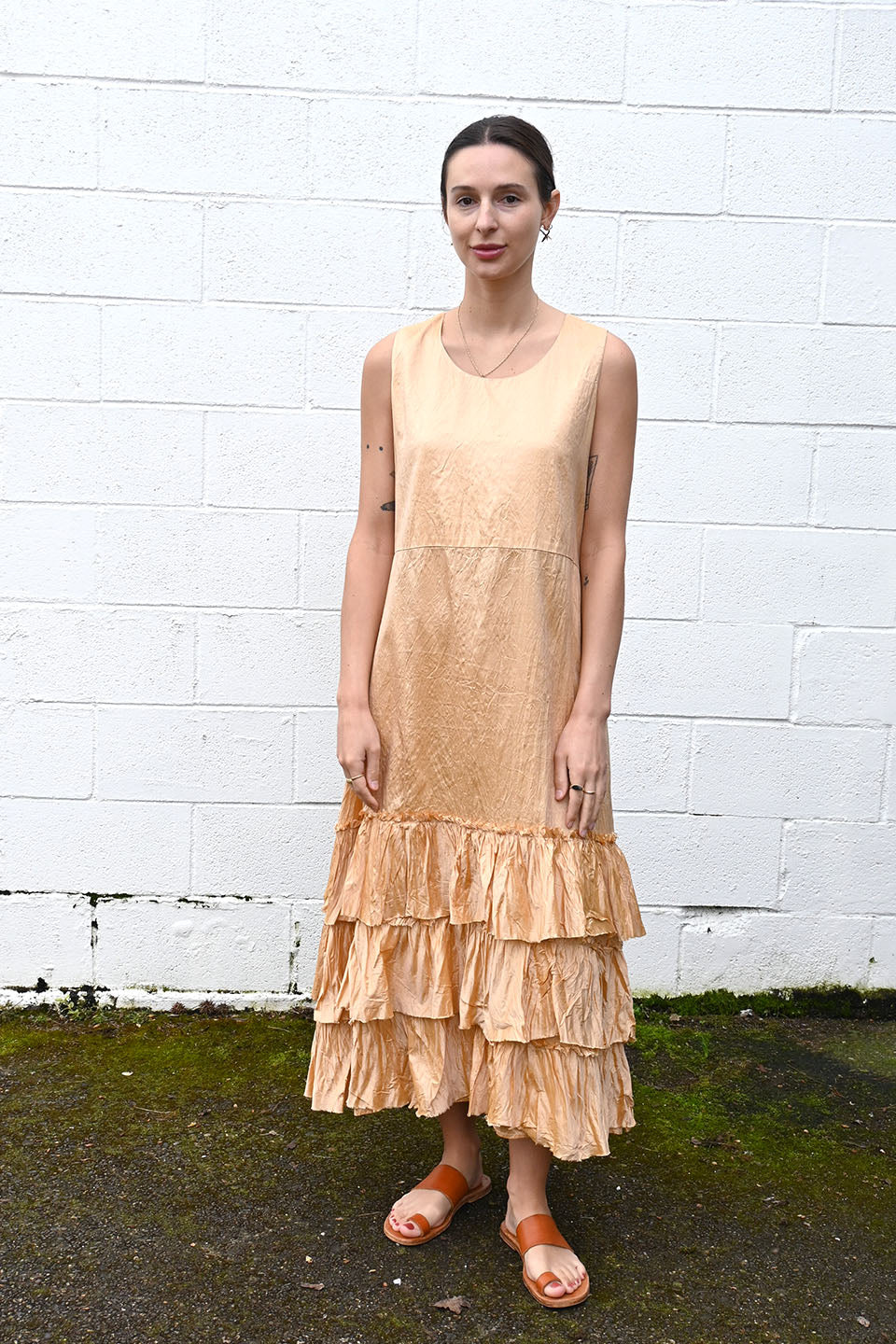 Champagne Melon Ruffle Dress