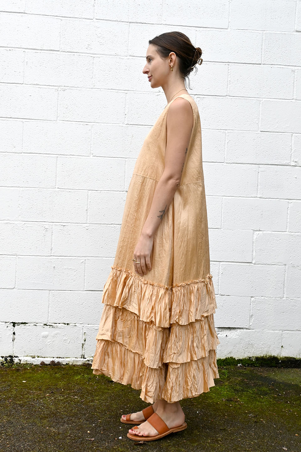 Champagne Melon Ruffle Dress