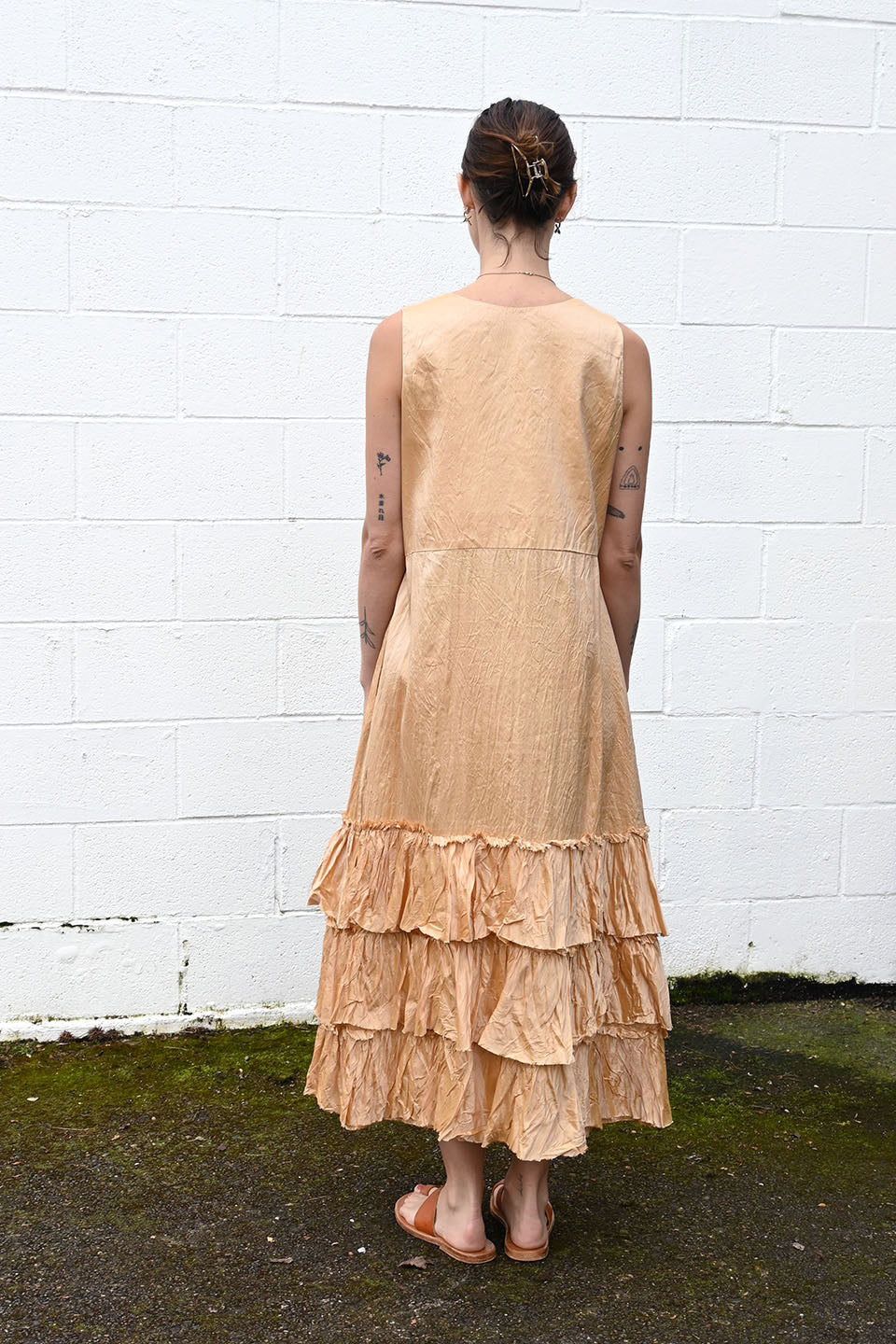 Champagne Melon Ruffle Dress