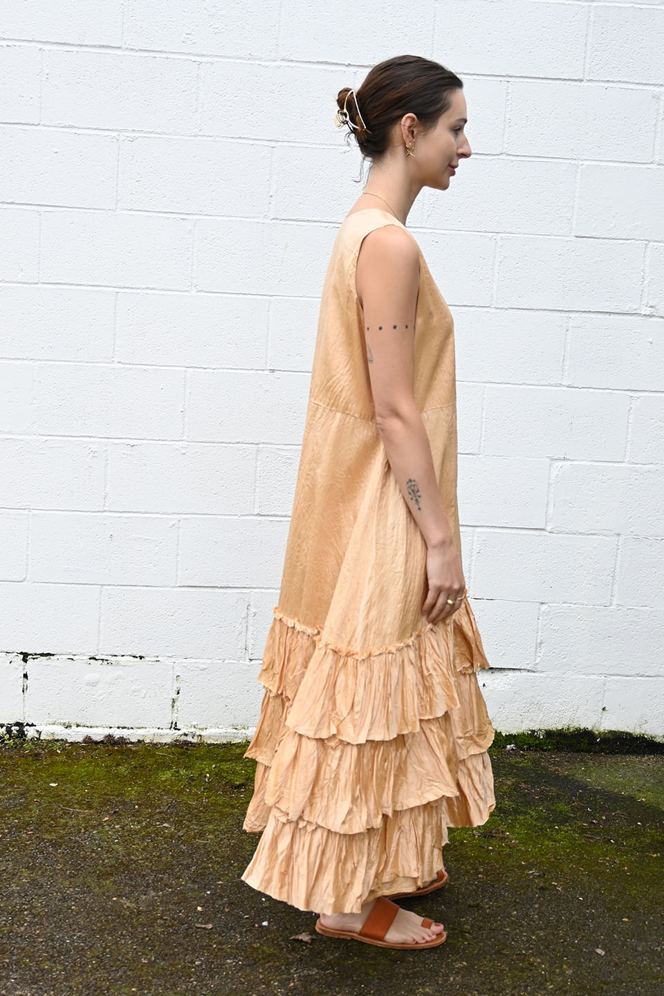 Champagne Melon Ruffle Dress