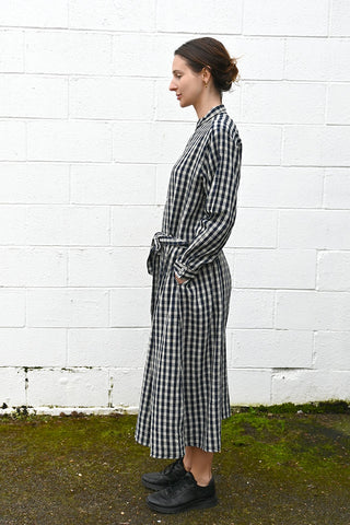 Gingham Shirt Dress Navy/Natural