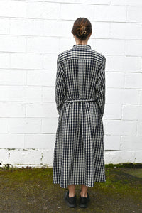 Gingham Shirt Dress Navy/Natural