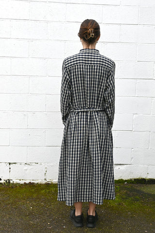 Gingham Shirt Dress Navy/Natural