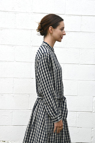 Gingham Shirt Dress Navy/Natural
