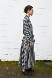 Gingham Shirt Dress Navy/Natural
