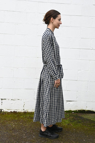 Gingham Shirt Dress Navy/Natural