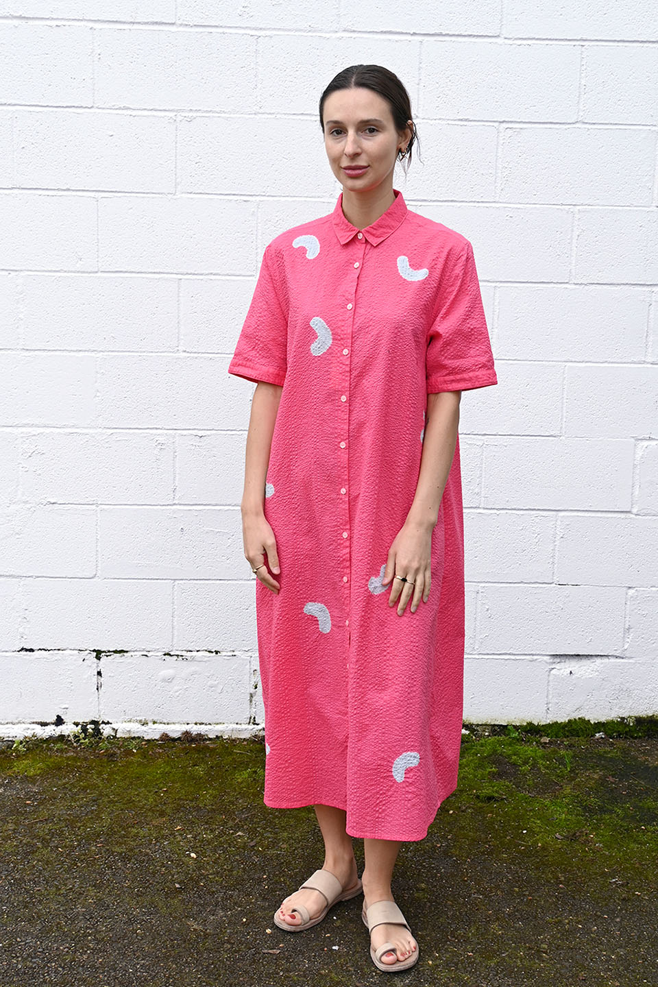 Wrinkled Stripe Half Sleeve Dress