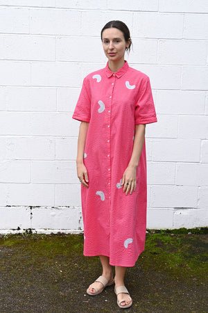 Wrinkled Stripe Half Sleeve Dress
