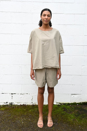 Tissue Cotton Shorts Stone