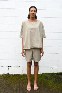 Tissue Cotton Shorts Stone