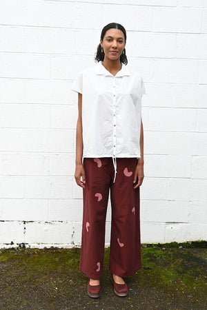 Cotton Gingham Check Wide Easy Pants