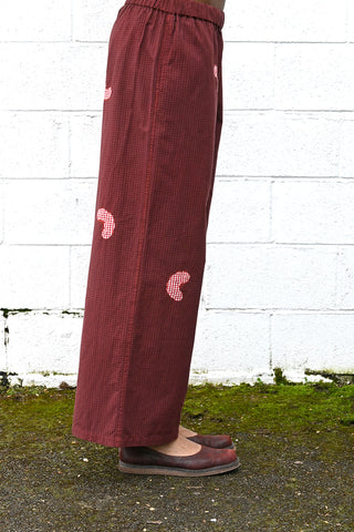 Cotton Gingham Check Wide Easy Pants
