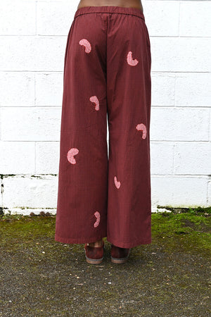 Cotton Gingham Check Wide Easy Pants