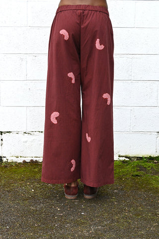 Cotton Gingham Check Wide Easy Pants