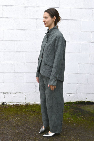 Wrinkled Floral Jacket Grey