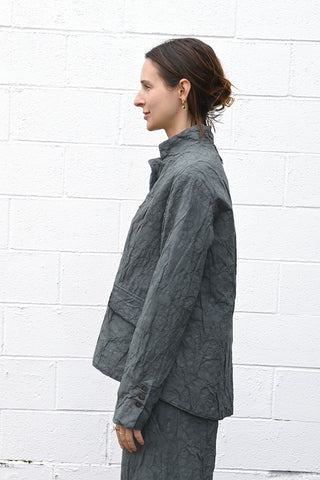 Wrinkled Floral Jacket Grey