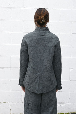 Wrinkled Floral Jacket Grey