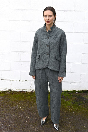 Wrinkled Floral Jacket Grey
